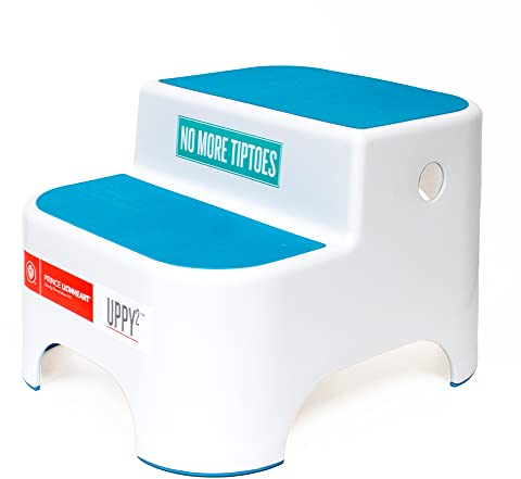 Prince Lionheart Uppy2 | Sgabello A Due Passi Per Bambini | Versatile | Gradini E Base Antiscivolo | Allenamento Vasino | Sgabello A Due Scalini | Maniglie Per Il Trasporto | Cucina e Bagno, color Blu