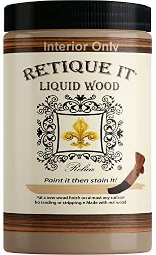 Retique It Liquid Wood Quart - Stainable Wood Fiber Paint Puts a Fresh Wood Coat (32oz Light)