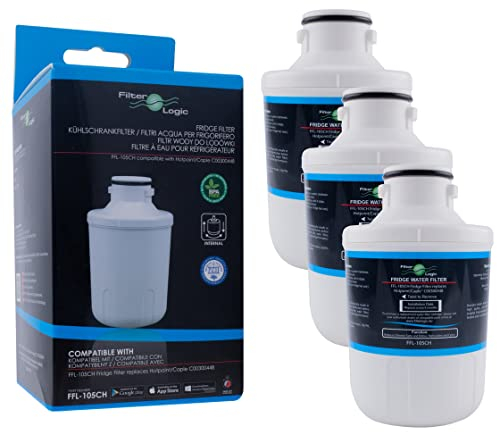 FilterLogic FFL-105CH | 3x Interner Wasserfilter ersetzt MFCMG14211FR / MFCMG14211F Filterkartusche für Hanseatic Kühlschrank Nr. 667000, 571671, 640897 - für Comfee SBSIB 502 NFA+