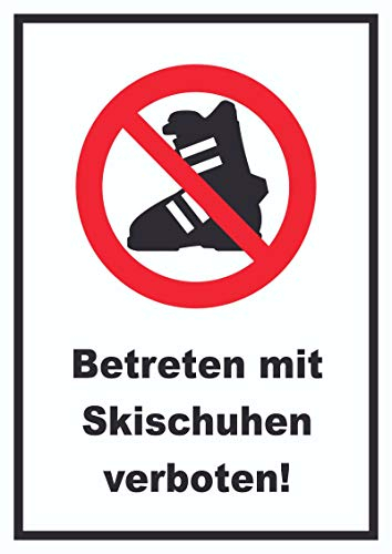 HB-Druck Betreten mit Skischuhen verboten! Schild A5 (148x210mm)