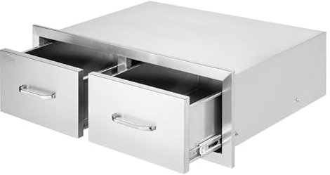 VEVOR Cassettiera Cassetto Doppio Accesso Orizzontale da 30 x 20 x 10 Pollici, Cassette Doppio Argento in Acciaio Inossidabile, Cassettiera da Cucina Aperto con Maniglia Uso in Stoviglie Armadietti