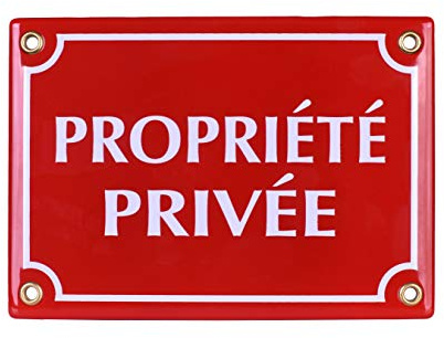 Plaque emaillée PROPRIÉTÉ PRIVÉE 12x17 cm Panneau signalétique défense d'entrer, plaque alarme, propriété privée,
