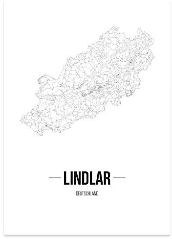 JUNIWORDS Stadtposter - Wähle Deine Stadt - Lindlar - 30 x 40 cm Poster - Schrift B - Weiß