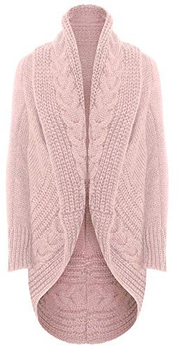 Xpose Ladies Women's Cable Knit Wool Open Long Sleeved Oversized Chunky Cardigan Shrug Cape Knitwear Outerwear Colours Available Charcoal Stone Black Silver Grey Wine Nude Khaki Cream Mustard (Nude)
