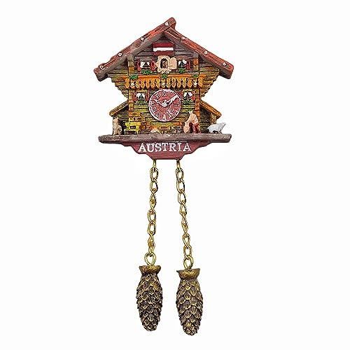 3D-Kühlschrankmagnet im Kuckucksuhr-Stil, Österreich, Souvenir, Geschenk, Zuhause, Küche, Kühlschrank, Dekoration, Magnetaufkleber, Bastelkollektion