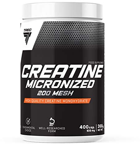 TREC Nutrition Creatine Micronized 200 Mesh - 400 Capsules | Pure Creatine Monohydrate Supplement for Muscle Strength | No Additives | Tablets, Capsules, Powder