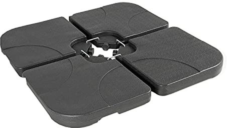 Bases para Parasol excéntrico de jardín 4 Unidades rellenables Color Negro, 50x50x7 cm Cada una, Peso 80 a 100 Kg, Polietileno de Alta Densidad HDPE, pie sombrilla de terraza, Soporte Apto Exterior