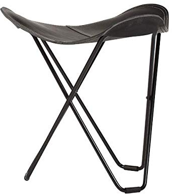 Cuero Flying Goose Pampa Hocker Stahl/Leder Schwarz, Größe: 48cm x 47cm x 48cm, 1422