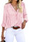 Cindeyar Bluse Damen Langarm Streifen Oberteile Casual Langarmshirt Tops Lose Baumwolle Tunika Hemd (L, Rosa)