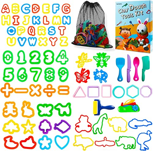 LEXINCHENG 77 Pièces Outils de Pate à Modeler, Clay Dough Modeler Accessoire Sets, Animaux, Nombre, Alphabet, Anniversaire Noël Partis Récompenses Éducation pour Enfants