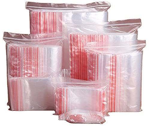 KAV 1000 sacchetti di plastica trasparente richiudibili con chiusura a cerniera, richiudibili, riutilizzabili, per spezie e erbe (40 x 60)