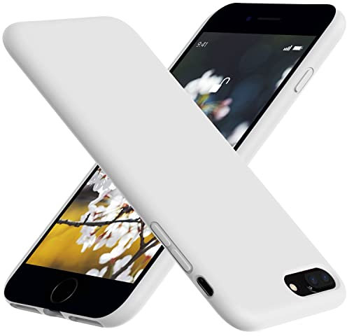 Vooii for iPhone 8 Plus/7 Plus Case, Soft Silicone Gel Bumper Case with Microfiber Lining, Hard Shell Shockproof Full-Body Protective Case Cover - White
