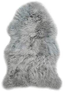 LIFA LIVING Schaffell Echt Ökologisch Gegerbt, Echtfell Teppich für Stuhl und Couch, Schaffell Bio Grau, Teppich Schaffell Groß, 100x70 cmm 100% Wolle