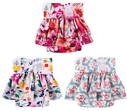 CuteBone 3 Stück Wiederverwendbare Hundewindeln, Hochsaugfähige, waschbare und umweltfreundliche Damenbinden Hundekleider Röcke für weibliche Haustiere QBD03S-DE