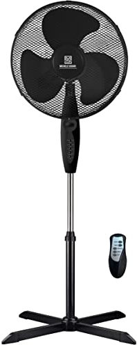 MICHELE SOGARI Ventilatore a Piantana con Telecomando 3 Velocità Colore Nero Timer 7,5h Altezza 122 cm
