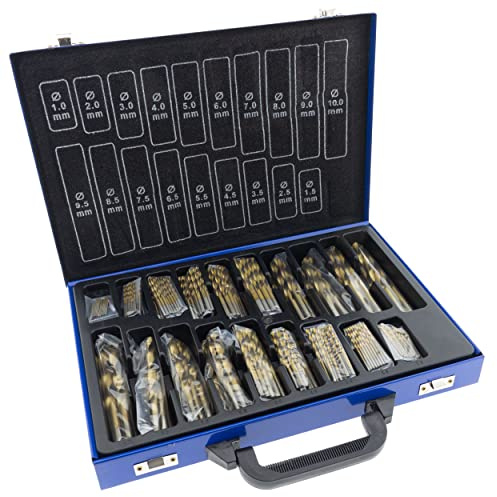 Toolchest Lot de 170 forets hélicoïdaux HSS de qualité supérieure 1-10 mm DIN 338 avec coffret en métal