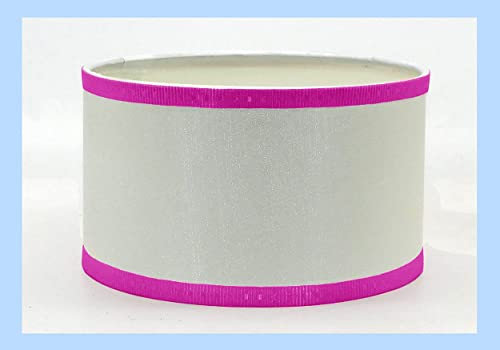 Paolo Rossi paralume cilindrico cilindro in tessuto bianco con rifinitura accoppiato a PVC- produzione propria - made in Italy (fucsia, cm 45)