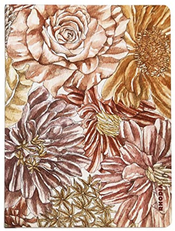 Rhodia 120032C - Rhodia ORANGE Botanique - Spiralheft mit Soft Touch Einband, DIN A5 liniert, 60 Blatt elfenbeinfarbiges 90g Papier, Blumenmotiven, 1 Stück