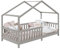 Lit cabane Enfant 90x190 cm LISAN lit Simple Montessori avec Barrières de Protection en Bois Massif lasuré Gris