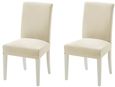MIULEE Stuhlhussen 2er Set Stuhlhusse Samt Stretch Elastischer Stuhlbezug Abnehmbarer Waschbarer Stuhlhussen Schwingstühle für Küche Wohnzimmer Bankett Familie Restaurant Hotel Party,Beige