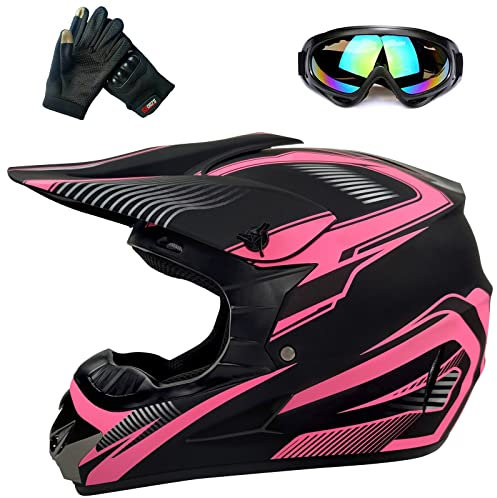 Jugend-Offroad-Motocrosshelme,Fahrradhelme für Jungen und Mädchen,Personalisierter Motorradhelme,CE Standards (Rose, S)