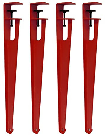 MRbron Verstellbare Tischklemmbeine, verstellbare Metall-Tischbeine, F-förmige Metall-Möbelbeine, Esstischbeine, DIY-Eisen-Bankbein, für DIY-Möbelkonsole, kein Stanzdesign (40 cm (16 Zoll), rot)