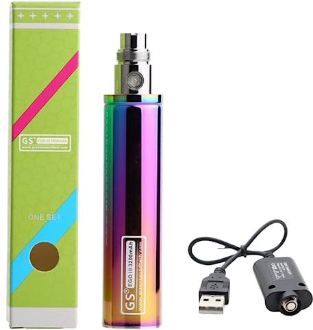GS EGO 3 III 3200mAh Rechargeable Ecig Battery GreenSound Electronic Cigarette Ego 510 Thread E-Shisha E-Cigarette with User Manual Nicotine Free (Rainbow with Charger)