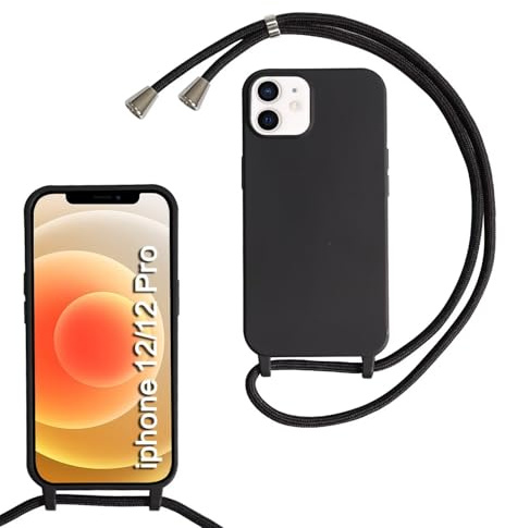 MBSLFY Lanyard Case for iPhone 12/iPhone 12 Pro, Liquid Silicone Protective Phone Case with Strap Adjustable Neck Cord Necklace Soft Cover for iPhone 12/iPhone 12 Pro, Dark green