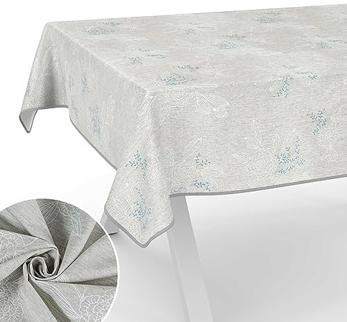 Stoff Tischdecke Tischwäsche Textil Tischtuch Baumwolle Polyester Gewebe abwaschbar pflegeleicht, in rund oval eckig Japondi Grau 220x140cm mit Saum (Eingefasst)