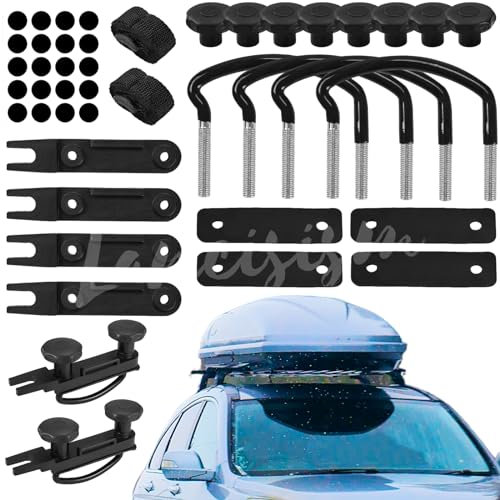 4 colliers de serrage universels pour coffre de toit, boulons de support de charge sur le toit améliorés, kit de montage de van de 85 mm de largeur intérieure, clips de support en U en métal avec 8