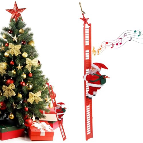 Babbo Natale corda da arrampicata per la corda elettrica di Natale Babbo Natale con musica Scattatura da arrampicata da Babbo Natale agli ornamenti dell'albero di Natale Babbo Natale Stile bambol