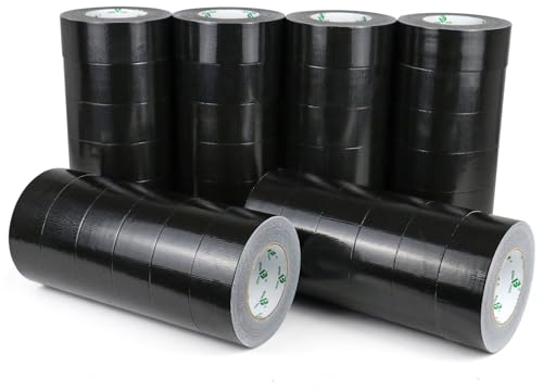 BOMEI PACK Panzertape Gewebeband Schwarz - 50 mm x 50 m - handreißbar Panzerband - wasserdichtes Klebeband zum Reparieren, Befestigen - 36 Rollen Duct Tape