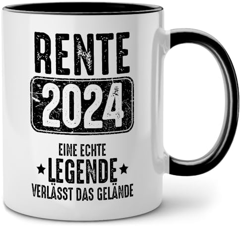 Seness Rente 2024 Eine echte Legende verlässt das Gelände Tasse mit Spruch lustig, Ruhestand Geschenk für Anfänger Mann Frau Rentner Rentnerin, Abschiedsgeschenk Kollegen, Renteneintritt Kaffeetasse