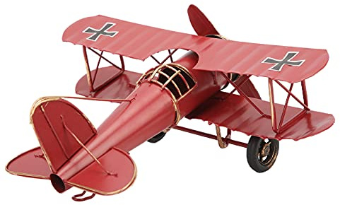 Cocoarm Vintage Doppeldecker Flugzeug Modell, Retro Deko-Ornament für Café, Kunsthandwerk für Luftfahrt-Enthusiasten