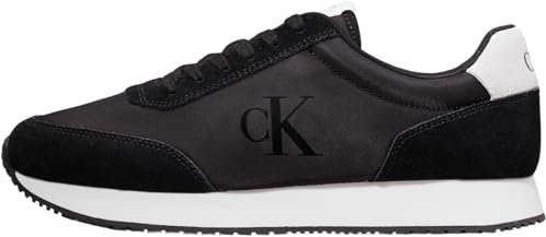 Calvin Klein Herren Runner Sneaker Retro Iconic Schuhe, Schwarz (Black/Bright White), 41