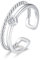 Cangall Bagues en argent sterling 925 pour femme, ouvertes, réglables, simples, ouvertes, en argent, en forme de cœur/infini, empilables, ouvertes, pour femme, argent sterling, or blanc, zircon rose