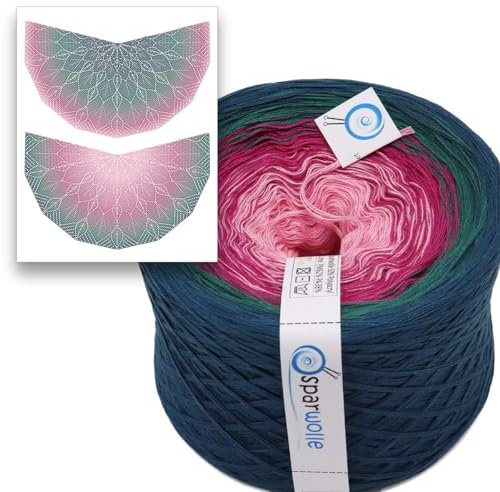 Bobbel Farbverlaufsgarn Sempervivum Schal Häkelset 4-fädig 1,000m inklusive Anleitung (SE003)