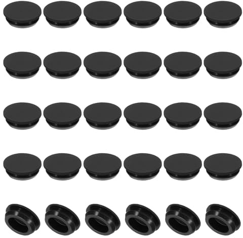 PATIKIL 30 Stück 15mm Durchmesser Silikon Abdeckkappen für Bohrlöcher, in Riegelform Möbel Lochverschluss Knopf Schutzabdeckung Gummistopfen für 15mm Loch zum Abdichten, Schwarz.