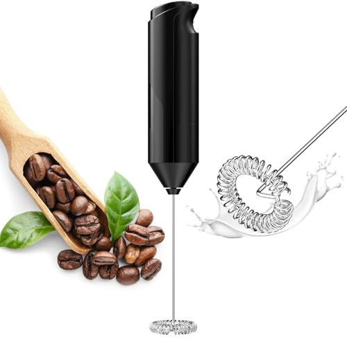 Uootach Espumador de Leche Electrico, Acero Inoxidable Espumadera de Leche, Espumador de Leche Eléctrico de Mano, Funciona con Pilas Espumadera, para Café con leche, Capuchino, Chocolate Caliente