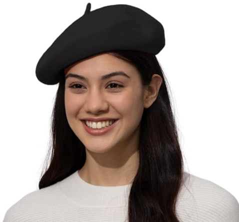 Classic Wool Beret Hats for Women Man Painter hat French Beret for Man Woman Warm Winte. (Black)