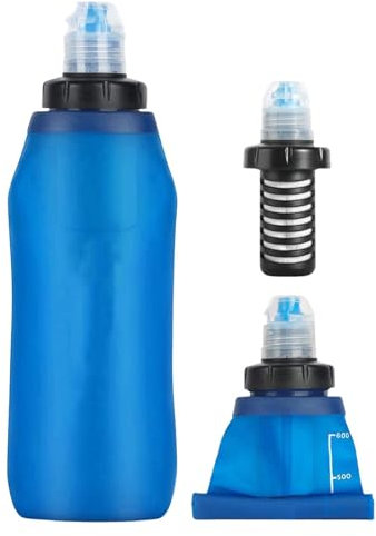 Bouteille d'eau filtrante pliable, porte-eau portable d'extérieur de 2000 L, bouteille d'eau filtrante de voyage pliable Waterwell pour voyage, camping et sport