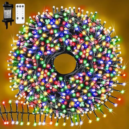 Neonawall Christmas Cluster String Lights - 1000LED Plug-in Fairy Lights with 8 Modes Remote - Waterproof Tree Lights for Outdoor Indoor Decorations