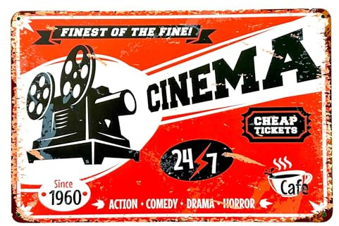 Póster de DiiliHiiri Cartel Vintage de Anuncio de Cine —30x20cm— Señal Decorativo Retro para Cinéfilos o Amantes o Aficionados o Fans de Películas | Letrero para Barbería (2635-231)