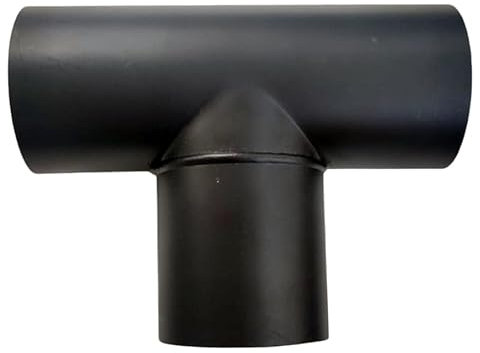 Tubo a T per Stufa a Pellet in Ferro Nero Opaco Maschio Maschio Maschio Ø 80mm M/M/M MMM