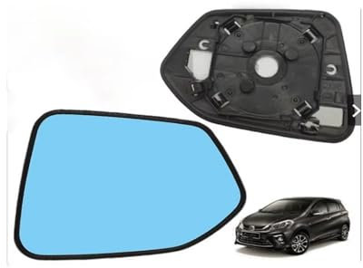 Außenspiegel Glas Für PERODUA Für MYVI 2018-2022 Weitwinkelansicht Blendschutz Autotürspiegel Flügel 1 Paar 2 STK Seitenrückspiegel Blaue Glaslinse Rückspiegelglas(Blue heated)