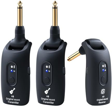 A9 Wireless Guitar System 2.4GHz Built-in Rechargeable Lithium Battery 270°Rotatable (schwarz-2)