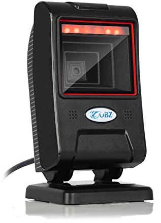 OBZ 1D 2D Desktop Barcode Scanner, QR Code Scanner für PC Handsfree Barcode-Scanner USB mit Einstellbarer Scankopf, Automatisch Barcode Reader für Android Windows POS Geschäfte Payment