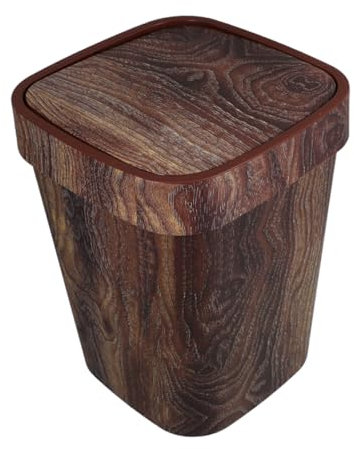 OFFSCH Mülleimer Mit Deckel Aus Holzmaserung Rustikaler Vintage-papierkorb Für Küche Bad Wohnzimmer Schlafzimmer Büro Praktischer Abfallbehälter