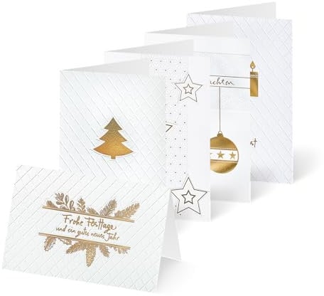 Unicef Weihnachtskarten Set (10 St., 5 Motive) Stilvolle Weihnachten -Spendenkarten Veredelt -Premium Klappkarten inklusive Briefumschlag -hochwertige Grußkarten made in Germany 17,5 x 11,7 cm