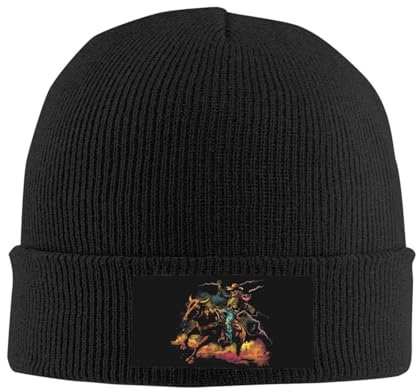 Winter Beanie Mütze Skelett Cowboy Bull, Strick Beanie Unisex Beanie Grobstrick Wintermütze Für Damen Sports Winter